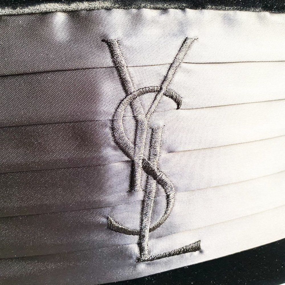 YSL VIP Velvet Satin Clutch Black Evening Bag NWOT Zip Top - Picture 2 of 7